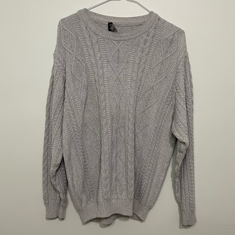 Vintage 90s Tosani Knitted Gray Pullover Crewneck Sweater | Sz Medium-Large
